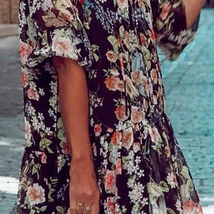 Vestido Floral Elegante de Manga Larga