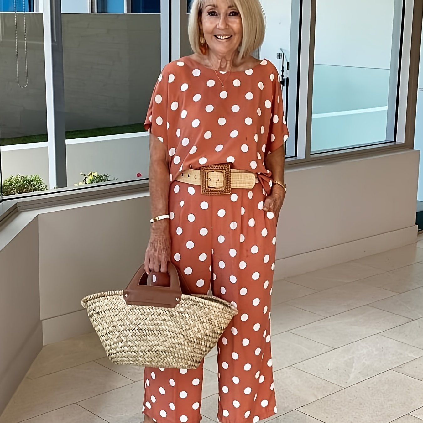 Conjunto Polka Dot de Camisa y Pantalón