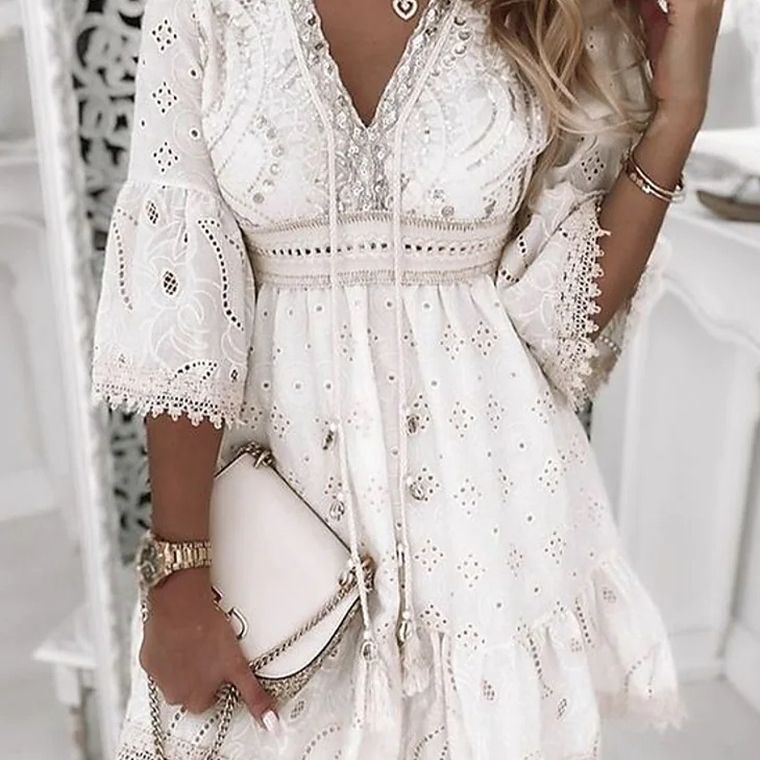 Vestido corto de encaje Elea Boho