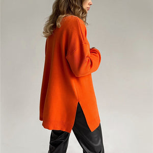 Blusa oversize de malla con cuello alto